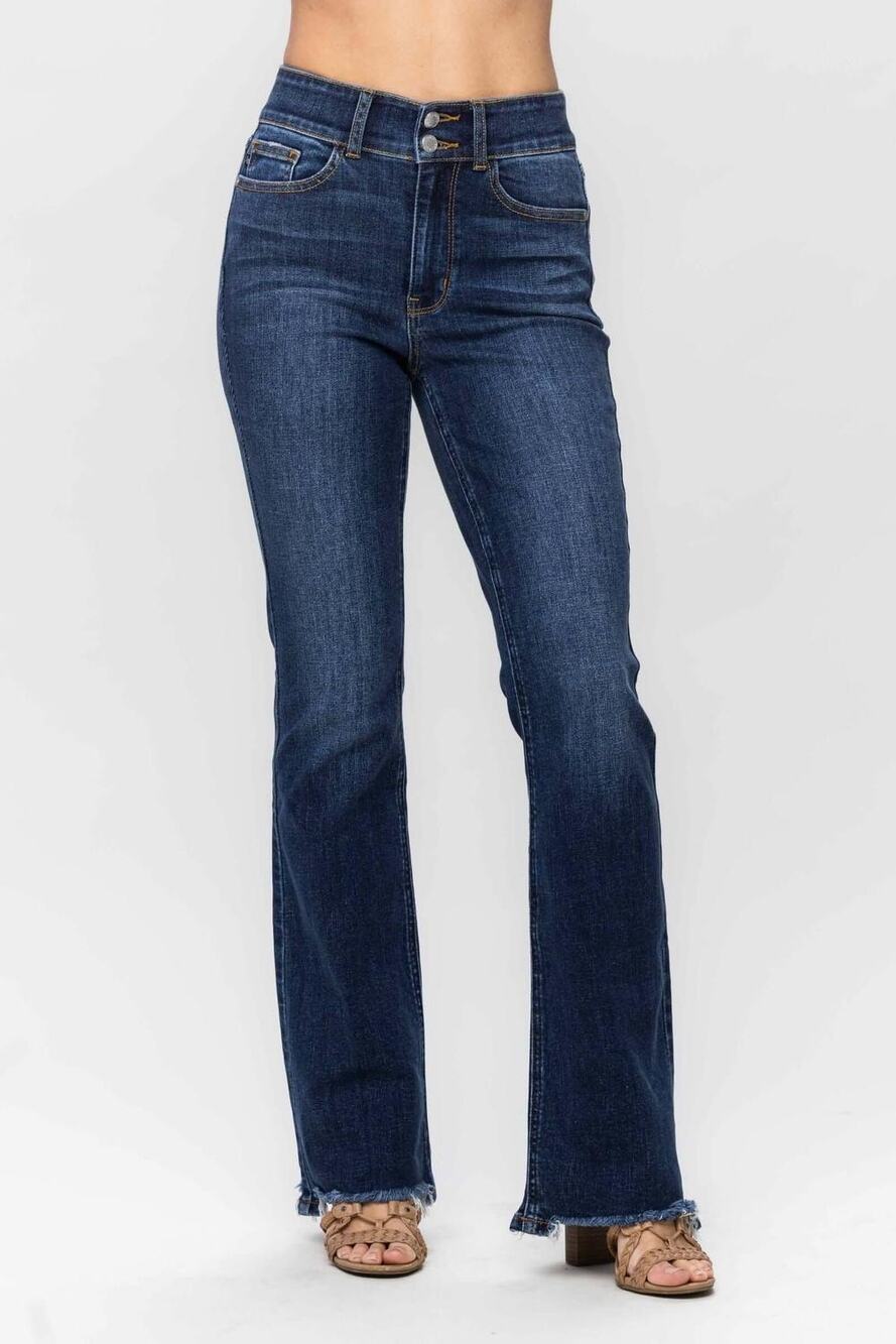 NWT Judy Blue High Waist Double Button Frayed Hem Bootcut Jeans 82568 Size 11/30